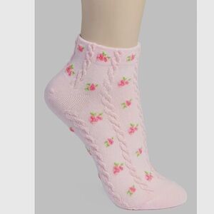 739. Floral textured ankle sock pink